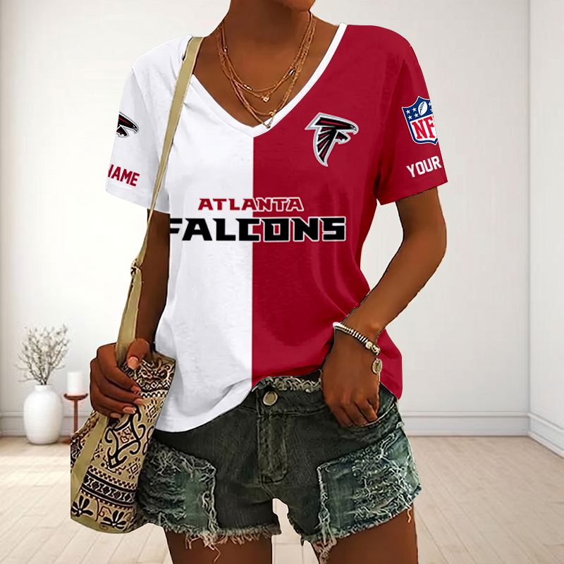LIMITED EDITION - NEW CUSTOMIZED NFL18 ATF ATLANTA FALCONS V-NECK FEMALE SHIRT