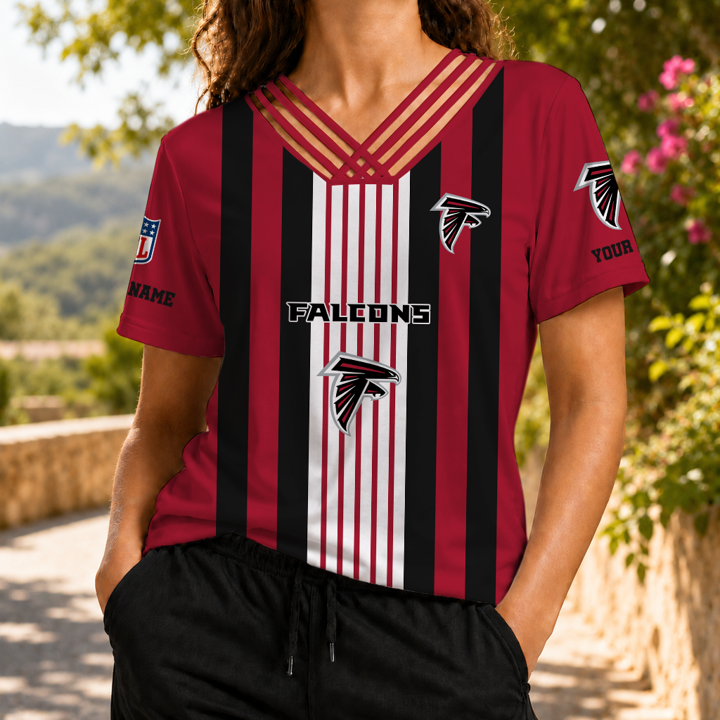 VIRAL EDITION - NEW CUSTOMIZED NFL18 ATF ATLANTA FALCONS V-NECK SHIRT