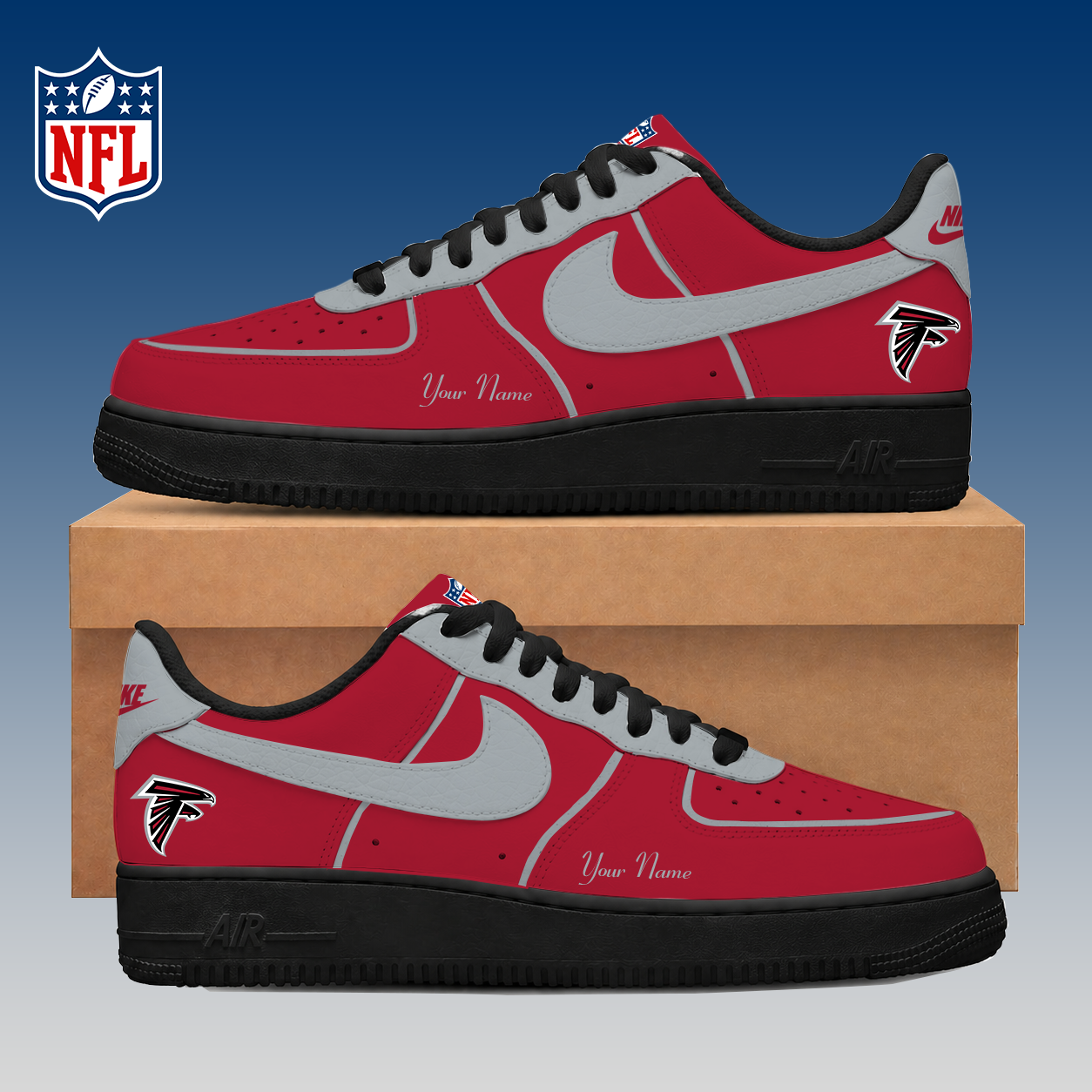 LIMITED EDITION - NEW CUSTOMIZED NFL18 ATF ATLANTA FALCONS AF1 SNEAKERS