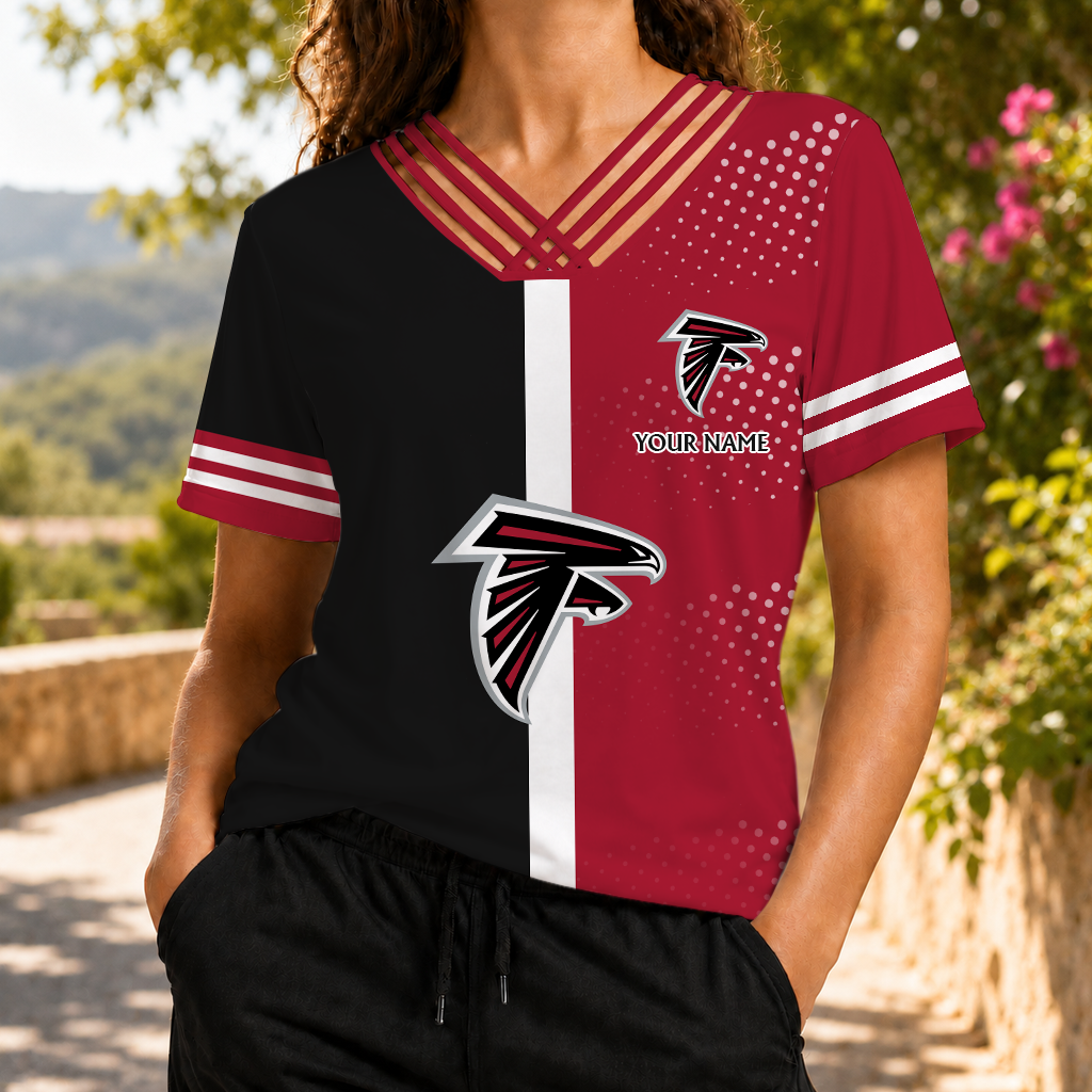 LIMITED EDITION - NEW CUSTOMIZED NFL18 ATF ATLANTA FALCONS V-NECK SHIRT