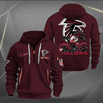 [SPECIAL OFFER] NEW CUSTOMIZED NFL18 ATF ATLANTA FALCONS MUTICOLOR QUARTER ZIP HOODIE