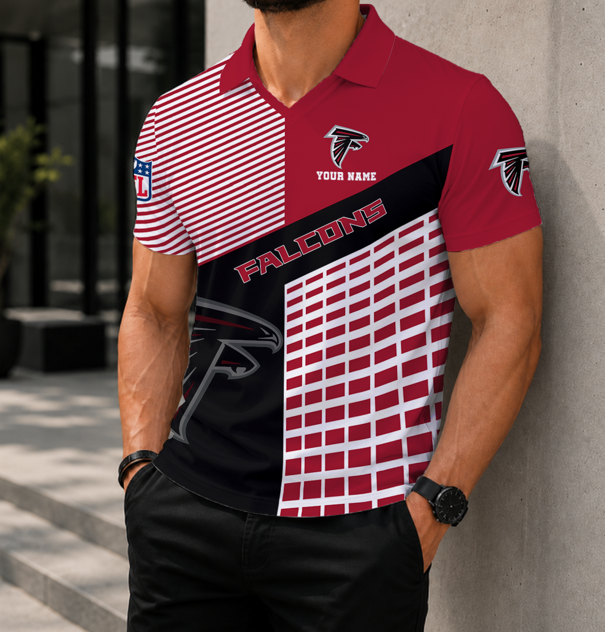 LIMITED EDITION - NEW CUSTOMIZED NFL18 ATF ATLANTA FALCONS POLO SHIRT