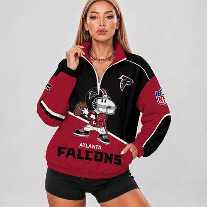 [SPECIAL OFFER] NEW CUSTOMIZED NFL18 ATF ATLANTA FALCONS V-NECK ZIPPER SWEATSHIRT JACKET