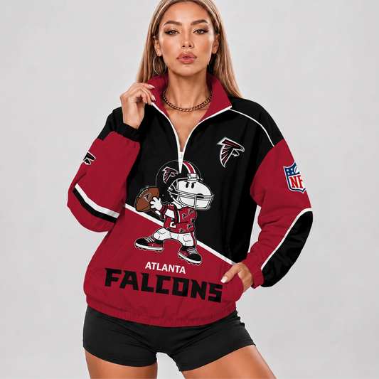 [SPECIAL OFFER] NEW CUSTOMIZED NFL18 ATF ATLANTA FALCONS V-NECK ZIPPER SWEATSHIRT JACKET