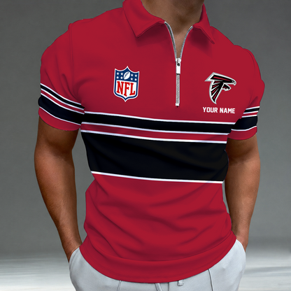 [SPECIAL OFFER] NEW CUSTOMIZED NFL18 ATF ATLANTA FALCONS ZIP POLO SHIRT