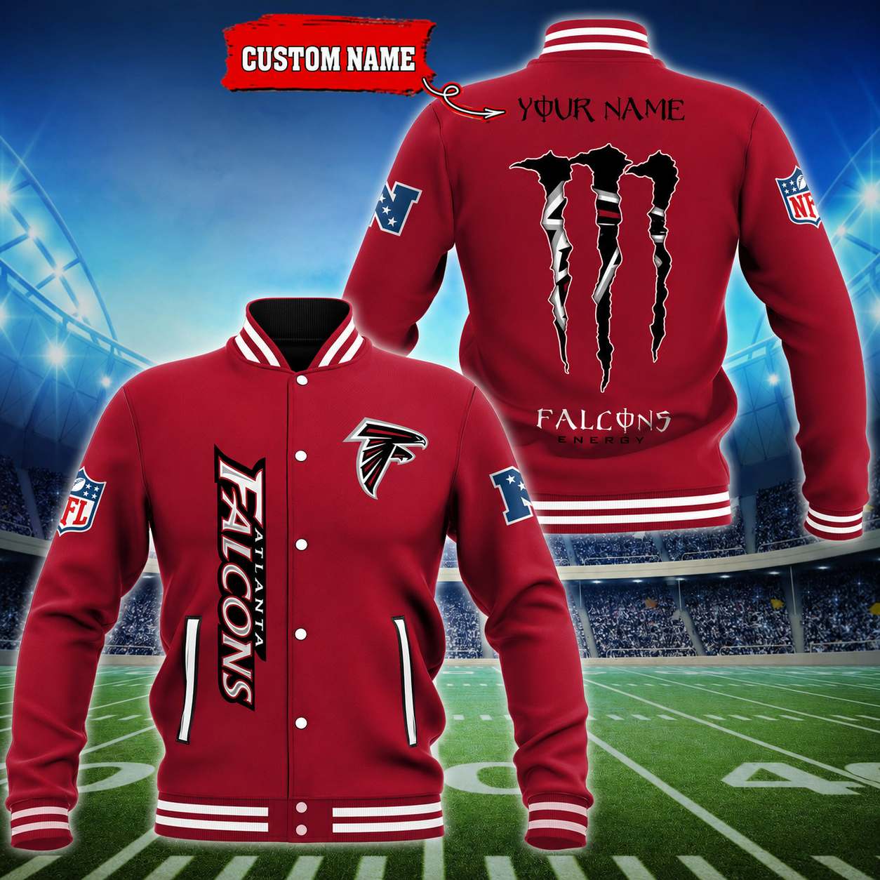 LIMITED EDITION - NEW CUSTOMIZED NFL18 ATF ATLANTA FALCONS SATIN VARSITY & BASEBALL JACKET