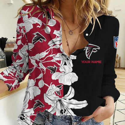 [SPECIAL OFFER] NEW CUSTOMIZED NFL18 ATF ATLANTA FALCONS WOMEN CASUAL SHIRT FOR FAN