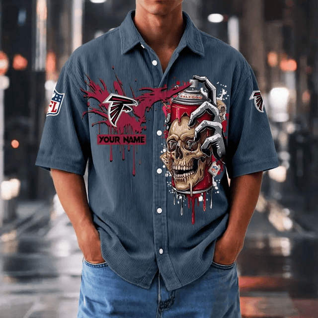 [SPECIAL OFFER] NEW CUSTOMIZED NFL18 ATF ATLANTA FALCONS SEERSUCKER BUTTON SHIRT