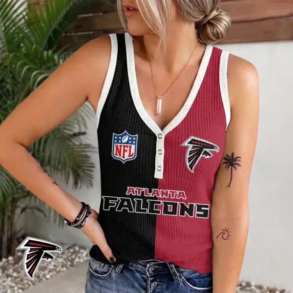 [SPECIAL OFFER] NEW CUSTOMIZED NFL18 ATF ATLANTA FALCONS WOMEN'S V-NECK TANK TOP