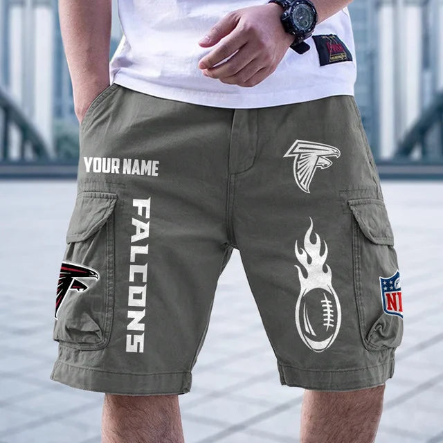 [SPECIAL OFFER] NEW CUSTOMIZED NFL18 ATF ATLANTA FALCONS CARGO SHORTS