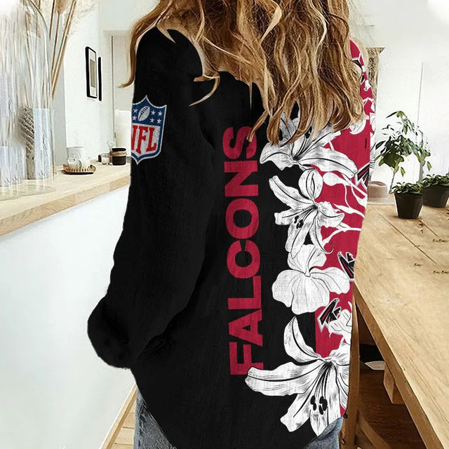 [SPECIAL OFFER] NEW CUSTOMIZED NFL18 ATF ATLANTA FALCONS WOMEN CASUAL SHIRT FOR FAN
