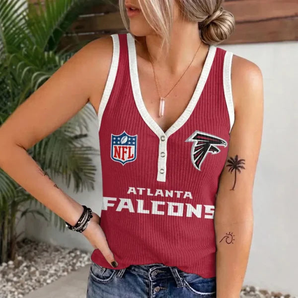[SPECIAL OFFER] NEW CUSTOMIZED NFL18 ATF ATLANTA FALCONS WOMEN'S V-NECK TANK TOP