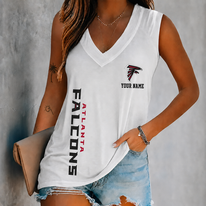 LIMITED EDITION - NEW CUSTOMIZED NFL18 ATF ATLANTA FALCONS WOMEN'S V-NECK TANK TOP