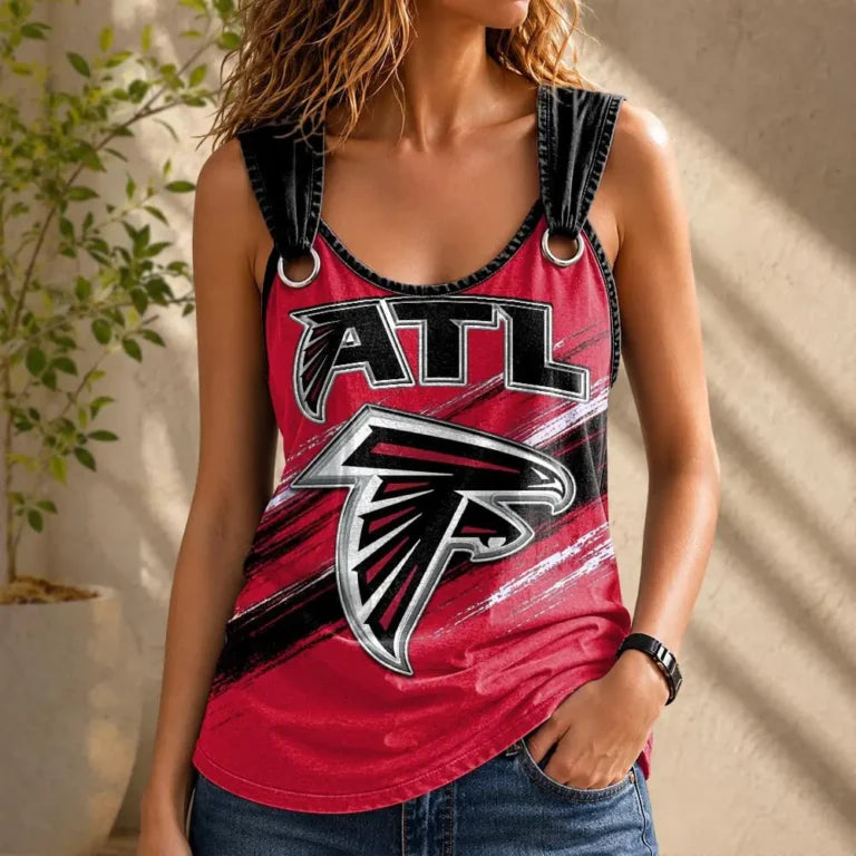 [SPECIAL OFFER] NEW CUSTOMIZED NFL18 ATF ATLANTA FALCONS O-RING SHOULDER TANK TOP