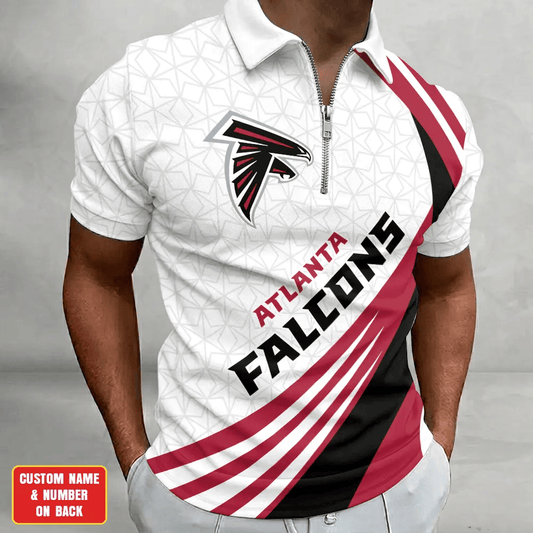 [SPECIAL OFFER] NEW CUSTOMIZED NFL18 ATF ATLANTA FALCONS ZIP POLO SHIRT