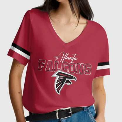 LIMITED EDITION - NEW CUSTOMIZED NFL18 ATF ATLANTA FALCONS V-NECK FEMALE SHIRT