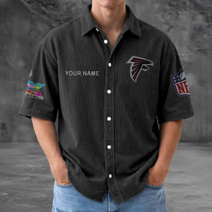 LIMITED EDITION - NEW CUSTOMIZED NFL18 ATF ATLANTA FALCONS SEERSUCKER BUTTON SHIRT