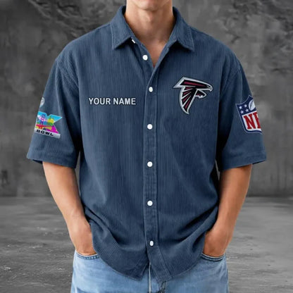LIMITED EDITION - NEW CUSTOMIZED NFL18 ATF ATLANTA FALCONS SEERSUCKER BUTTON SHIRT