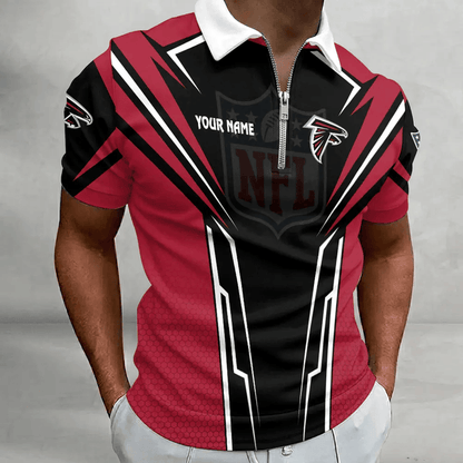 [SPECIAL OFFER] NEW CUSTOMIZED NFL18 ATF ATLANTA FALCONS ZIP POLO SHIRT