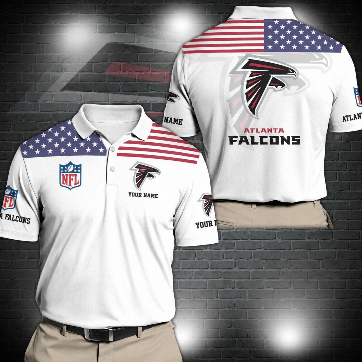 LIMITED EDITION - NEW CUSTOMIZED NFL18 ATF ATLANTA FALCONS POLO SHIRT