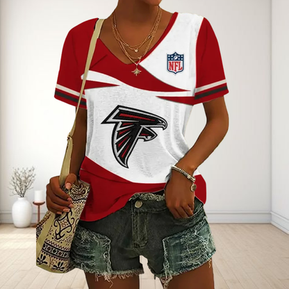 LIMITED EDITION - NEW CUSTOMIZED NFL18 ATF ATLANTA FALCONS V-NECK FEMALE SHIRT