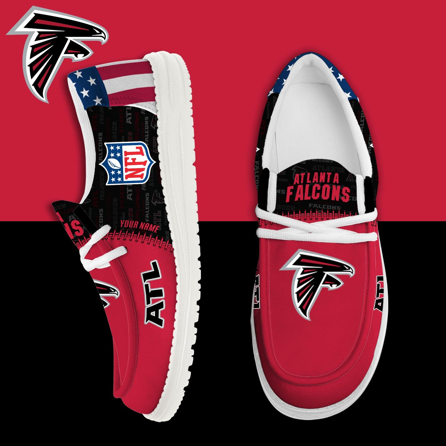 LIMITED EDITION - NEW CUSTOMIZED NFL18 ATF ATLANTA FALCONS LOAFER SHOES