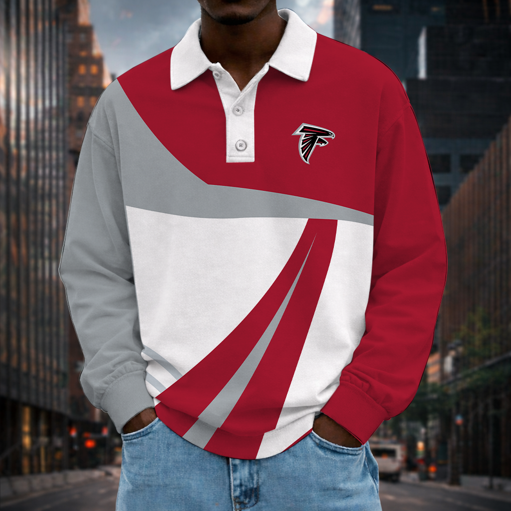 [SPECIAL OFFER] NEW CUSTOMIZED NFL18 ATF ATLANTA FALCONS LONG SLEEVE POLO SHIRT