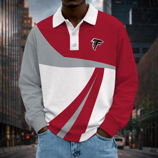 [SPECIAL OFFER] NEW CUSTOMIZED NFL18 ATF ATLANTA FALCONS LONG SLEEVE POLO SHIRT