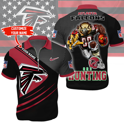 LIMITED EDITION - NEW CUSTOMIZED NFL18 ATF ATLANTA FALCONS HARLEY-DAVIDSON POLO WITH ZIPPER SHIRT