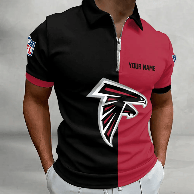 [SPECIAL OFFER] NEW CUSTOMIZED NFL18 ATF ATLANTA FALCONS ZIP POLO SHIRT