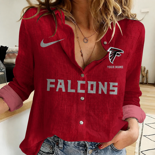LIMITED EDITION - NEW CUSTOMIZED NFL18 ATF ATLANTA FALCONS WOMEN CASUAL SHIRT