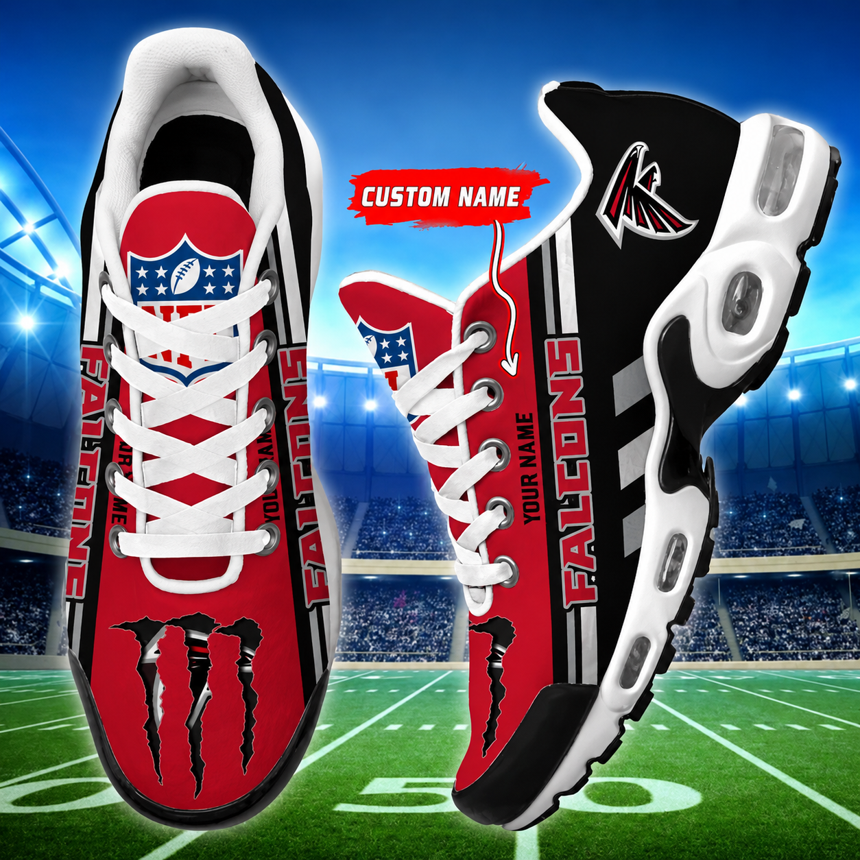 LIMITED EDITION - NEW CUSTOMIZED NFL18 ATF ATLANTA FALCONS AIR MAX PLUS SNEAKERS