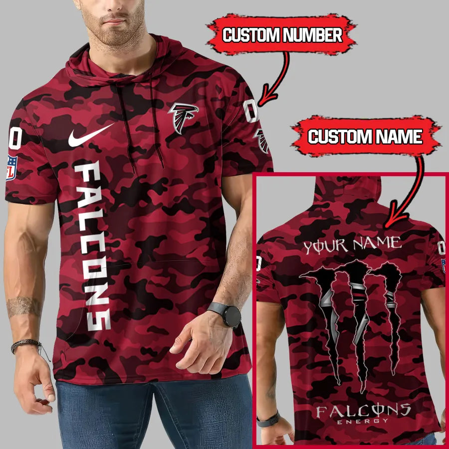 LIMITED EDITION - NEW CUSTOMIZED NFL18 ATF ATLANTA FALCONS SHORT SLEEVE HOODIE