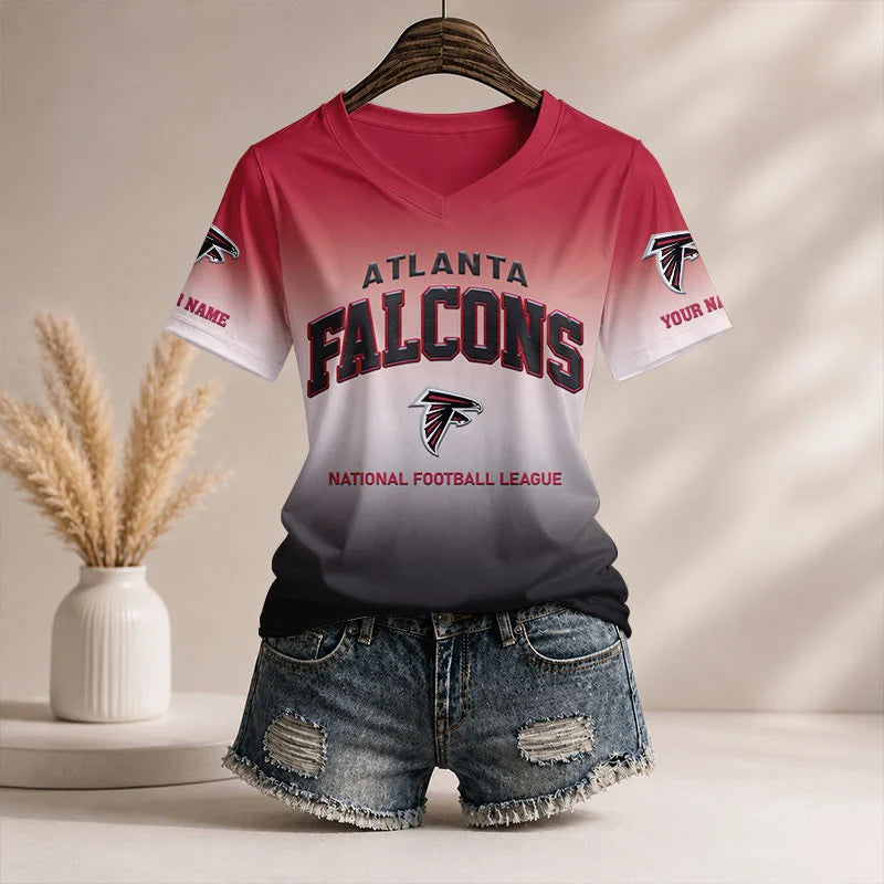 LIMITED EDITION - NEW CUSTOMIZED NFL18 ATF AT FALCONS V-NECK FEMALE SHIRT