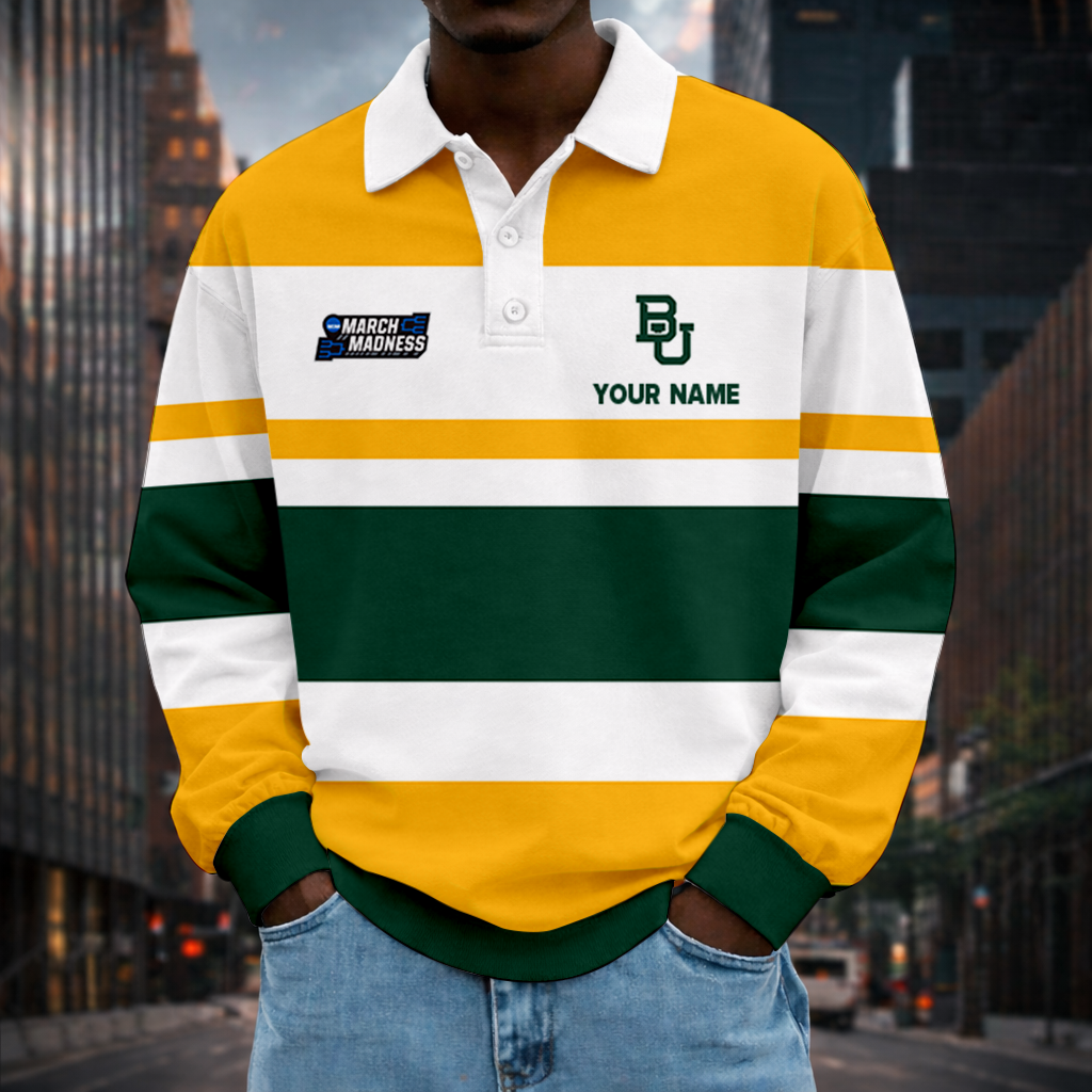 LIMITED EDITION - NEW CUSTOMIZED NCAA MAM18 BAB BAYLOR BEARS UNISEX LONG SLEEVE POLO