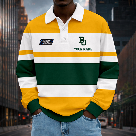 LIMITED EDITION - NEW CUSTOMIZED NCAA MAM18 BAB BAYLOR BEARS UNISEX LONG SLEEVE POLO