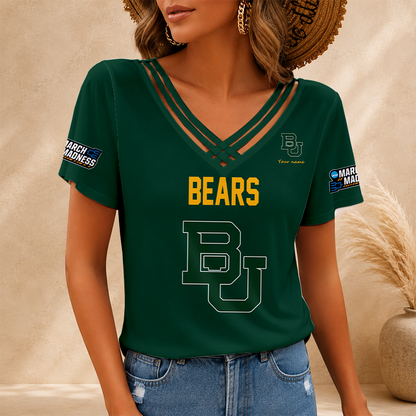 [FAN FAVORITE] NEW CUSTOMIZED NCAA MAM18 BAB BAYLOR BEARS V-NECK SHIRT
