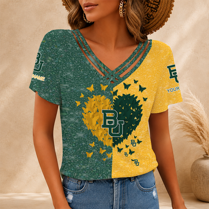 [FAN FAVORITE] NEW CUSTOMIZED NCAA MAM18 BAB BAYLOR BEARS V-NECK SHIRT