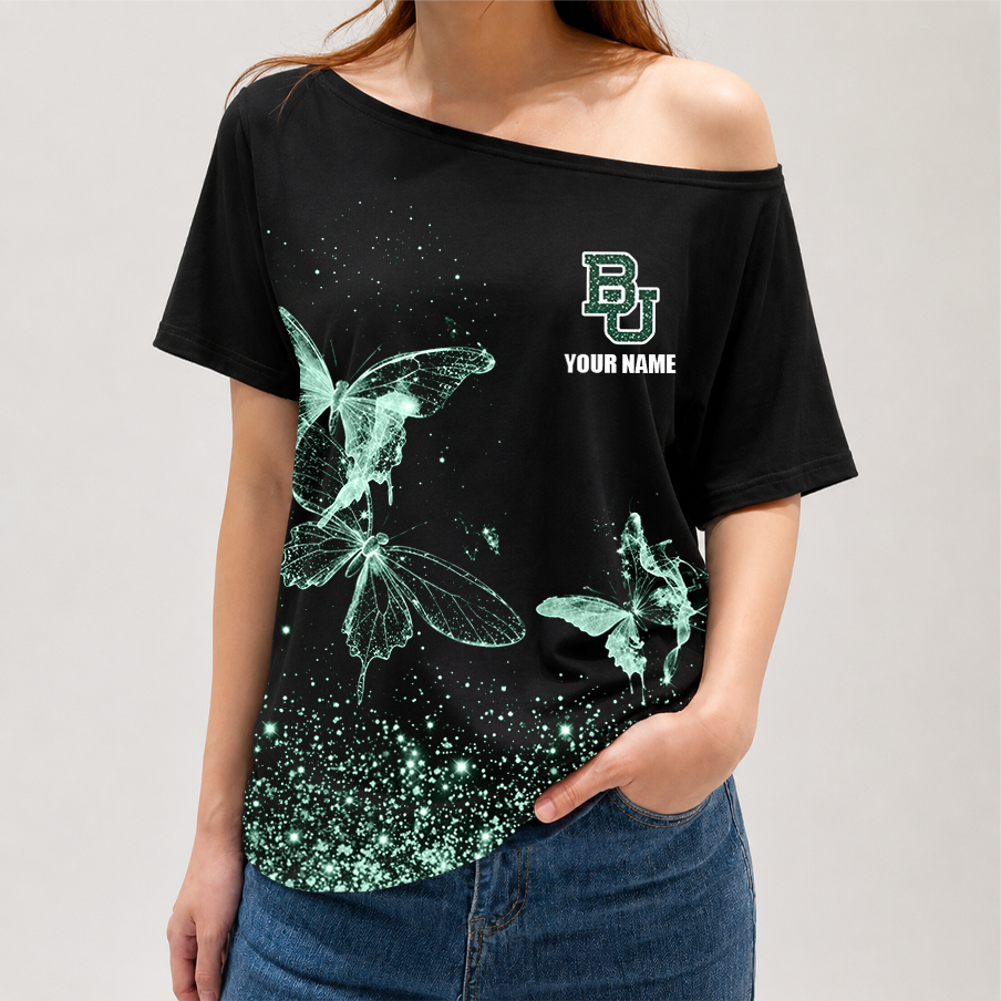 [FAN FAVORITE] NEW CUSTOMIZED NCAA MAM18 BAB BAYLOR BEARS STRAPPY OFF-SHOULDER SHIRT