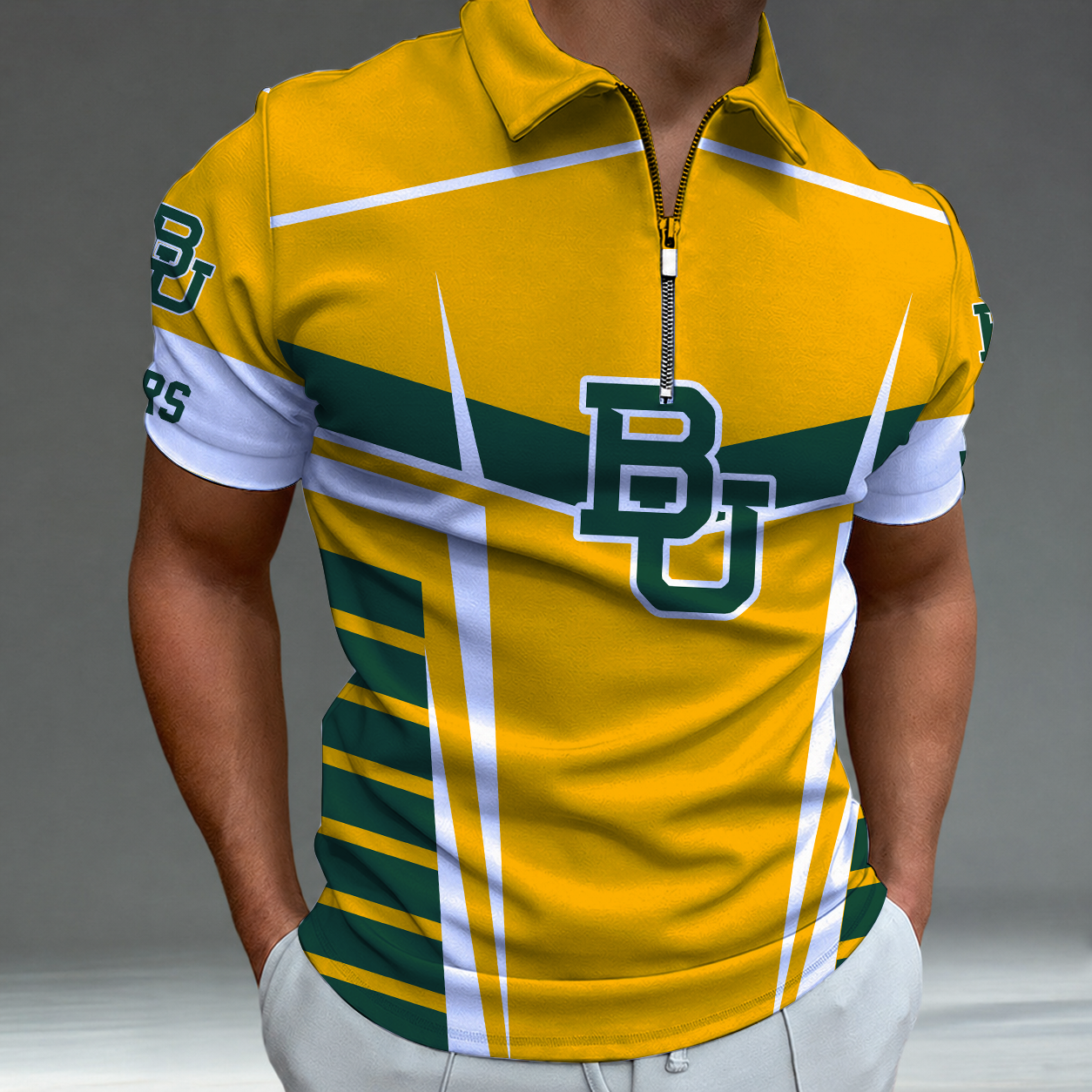 [FAN FAVORITE] NEW CUSTOMIZED NCAA MAM18 BAB BAYLOR BEARS STRAPPY POLO SHIRT