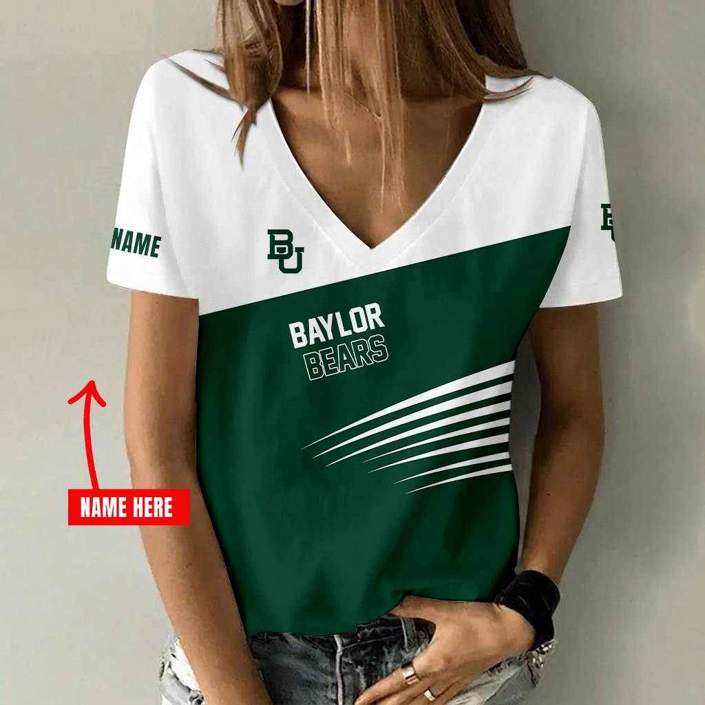 [FAN FAVORITE] NEW CUSTOMIZED NCAA MAM18 BAB BAYLOR BEARS STRAPPY V-NECK FEMALE SHIRT