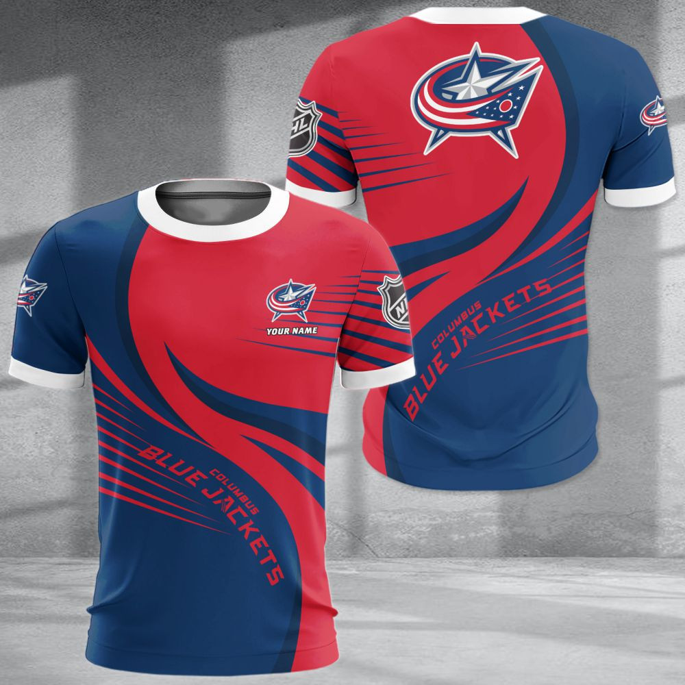LIMITED EDITION - NEW CUSTOMIZED NHL18 CBJ COLUMBUS BLUE JACKETS POLO SHIRT & T-SHIRTS