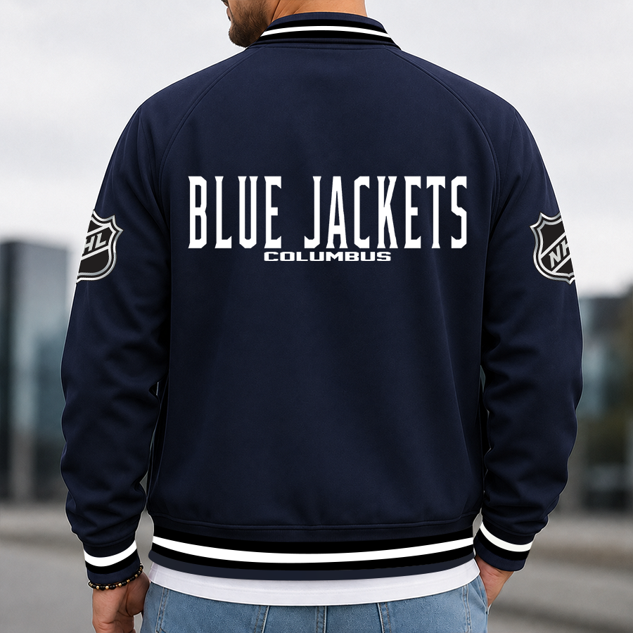 [SUPER SALE] NEW CUSTOMIZED NHL18 CBJ COLUMBUS BLUE JACKETS MULTICOLOR MEN'S CASUAL JACKET