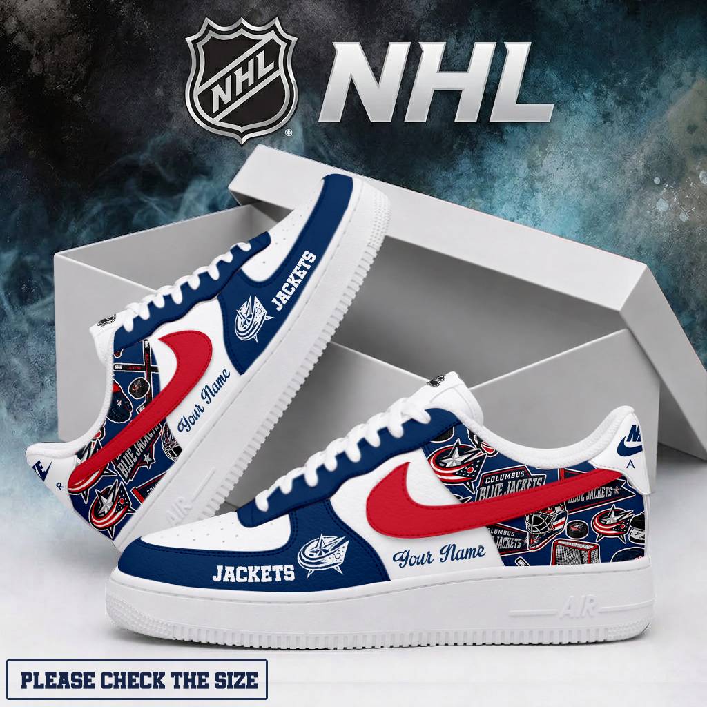 LIMITED EDITION - NEW CUSTOMIZED NHL18 CBJ COLUMBUS BLUE JACKETS AF1 SHOES