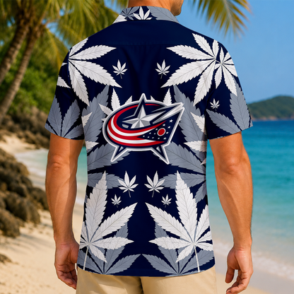 LIMITED EDITION - NEW CUSTOMIZED NHL18 CBJ COLUMBUS BLUE JACKETS UNISEX HAWAIIAN SHIRT