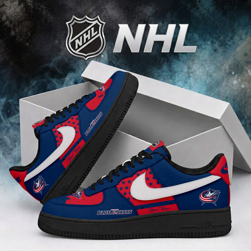 SPECIAL EDITION - NEW CUSTOMIZED NHL18 CBJ COLUMBUS BLUE JACKETS AF1 SHOES