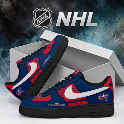 SPECIAL EDITION - NEW CUSTOMIZED NHL18 CBJ COLUMBUS BLUE JACKETS AF1 SHOES