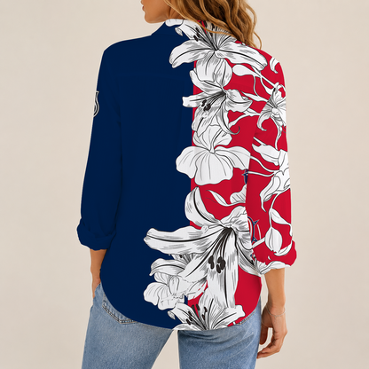 [SUPER SALE] NEW CUSTOMIZED NHL18 CBJ COLUMBUS BLUE JACKETS WOMEN CASUAL SHIRT