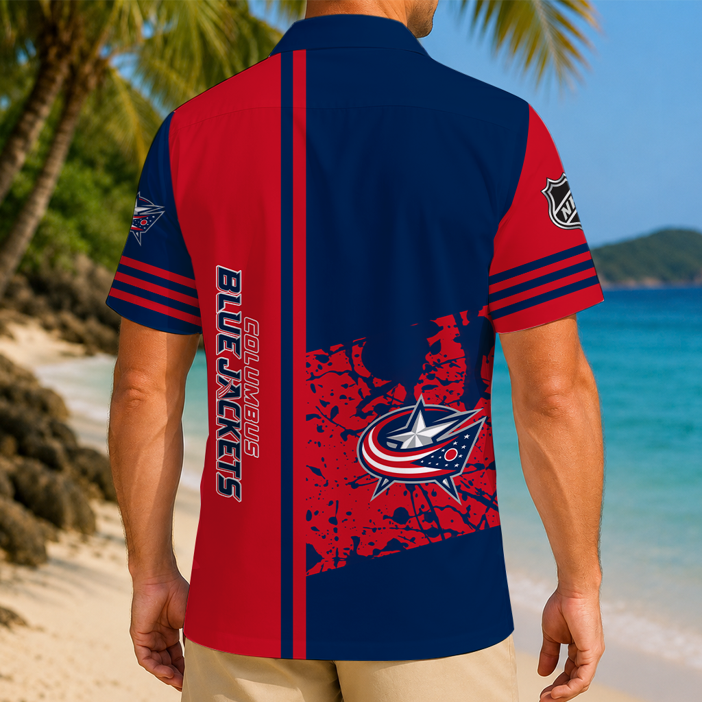 LIMITED EDITION - NEW CUSTOMIZED NHL18 CBJ COLUMBUS BLUE JACKETS UNISEX HAWAIIAN SHIRT
