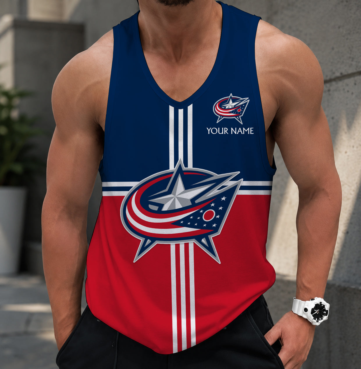 LIMITED EDITION - NEW CUSTOMIZED NHL18 CBJ COLUMBUS BLUE JACKETS MEN'S TANK TOP